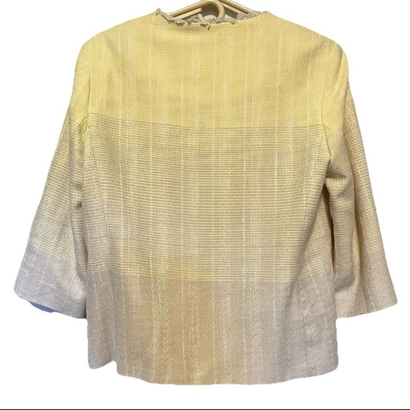 ALFRED DUNNER Women's Jacket Size 10 Yellow Gray Beige Lined Fringe - Picture 4 of 4